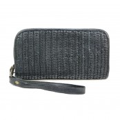 APULIA VINTAGE ★ Duży portfel skórzany i torebka na telefon 2 w 1, unisex z włoskiej skóry plecionej